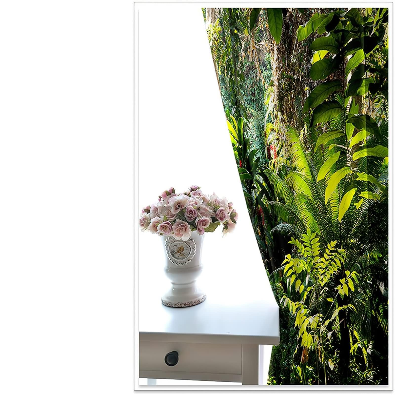 2 Pezzi Set 2 Tende Oscuranti,2 x 137W x 244H CM,Tenda con Occhiello Piante Tropicali Tende Verde Marrone Ufficio