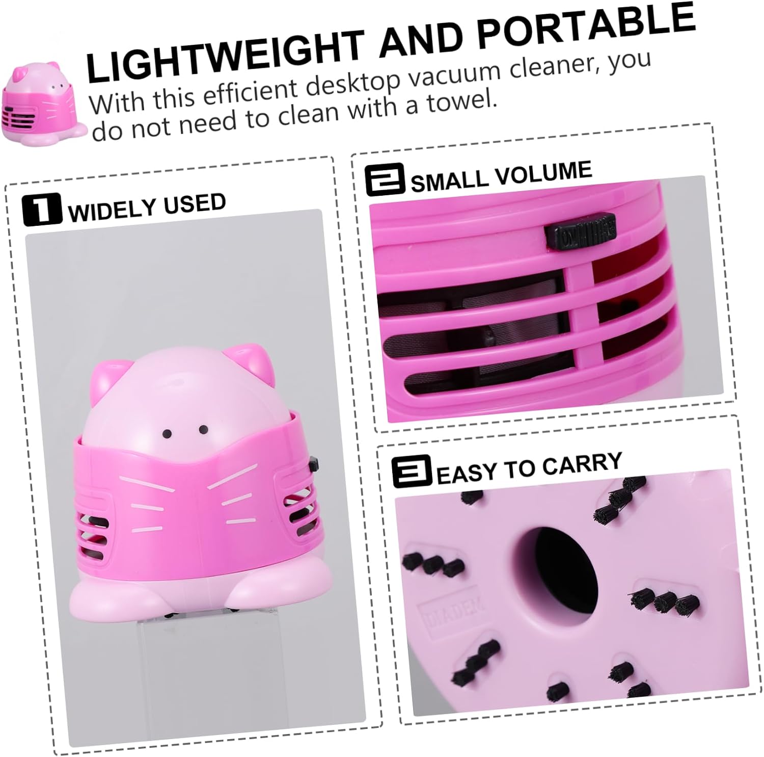 NUOBESTY Desktop Vacuum Cleaner Dust Collector for Tabletop Use Portable Design for Home Office and School Strong for Hair Crumbs and More No Battery Required