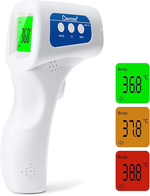 Berrcom No Touch Thermometer for Adults and Children GENERISE Contactless Digital Thermometer by Berrcom with Fever Alarm - Provides Accurate Thermometer Forehead Readings Without Contact