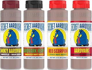 Secret Aardvark Hot Sauce Variety Pack - Smokey Chipotle, Reaper, Red Scorpion, and Habanero Hot Sauce, Low Carb, Hot Sauce & Marinade Gift Set - 8 fl oz 4 Pack