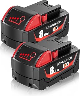 2 Pack 8.0Ah Replacement Battery for Milwaukee 18V Battery Compatible with Milwaukee Battery 48-11-1880 48-11-1850 Cordless Tool 2646-22CT, 2643-21CT, 2646-21CT, 2646-20 Lithium-Ion