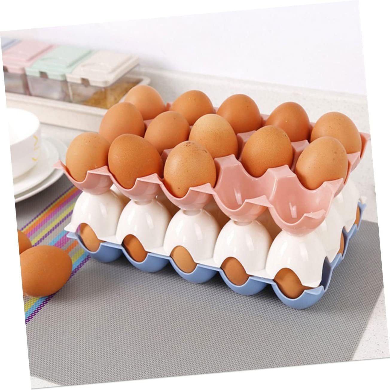 6pcs Egg Carton Egg Holder for Fridge Dispenser Container Easter Egg Holder Freezer Egg Container Plastic Containers Stackable Egg Tray Egg Display Stands Pp Box Anti-Collision