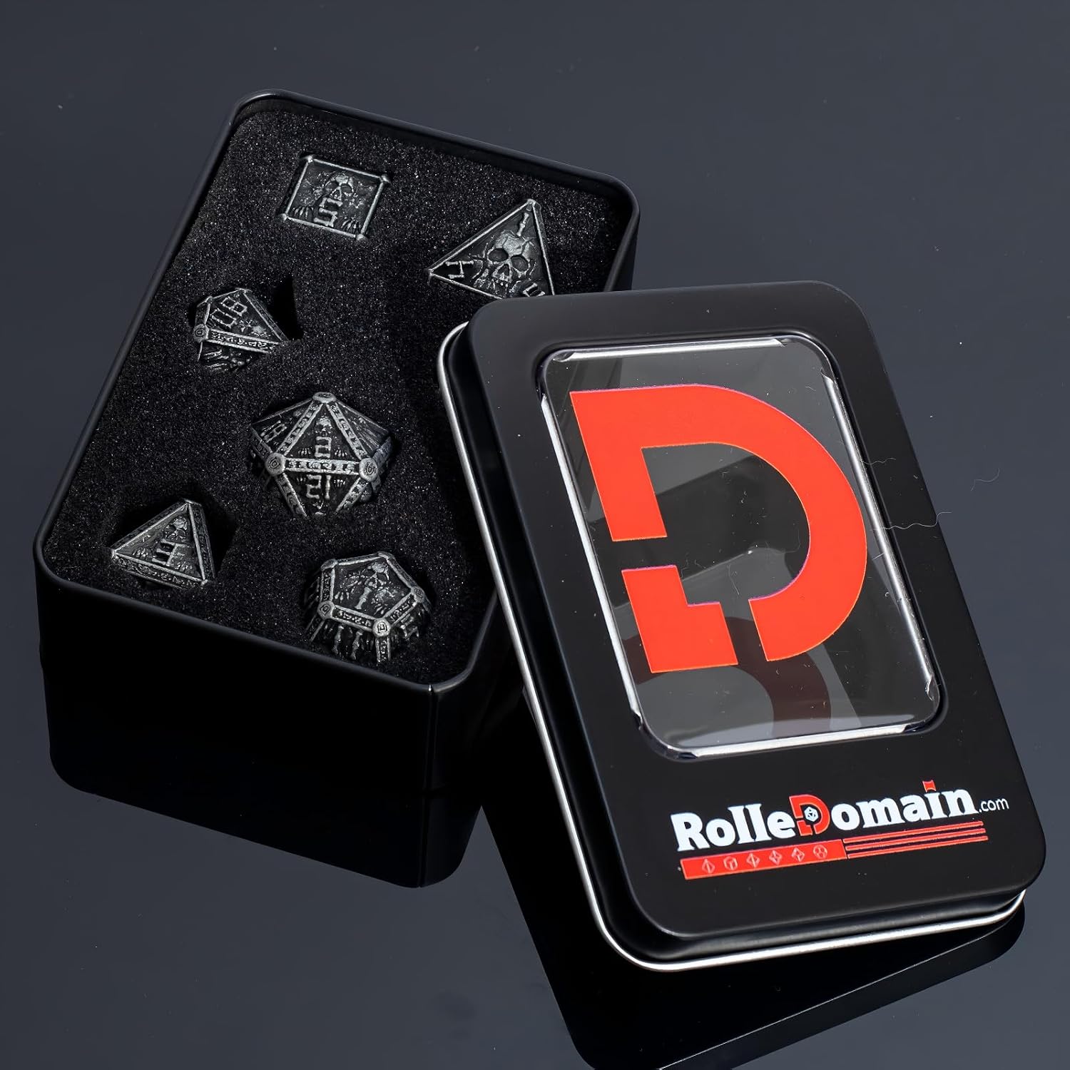 DND Metal Dice Set with Gift Box for D&D/MTG RPG Board Games(Black-Rogue) image 3