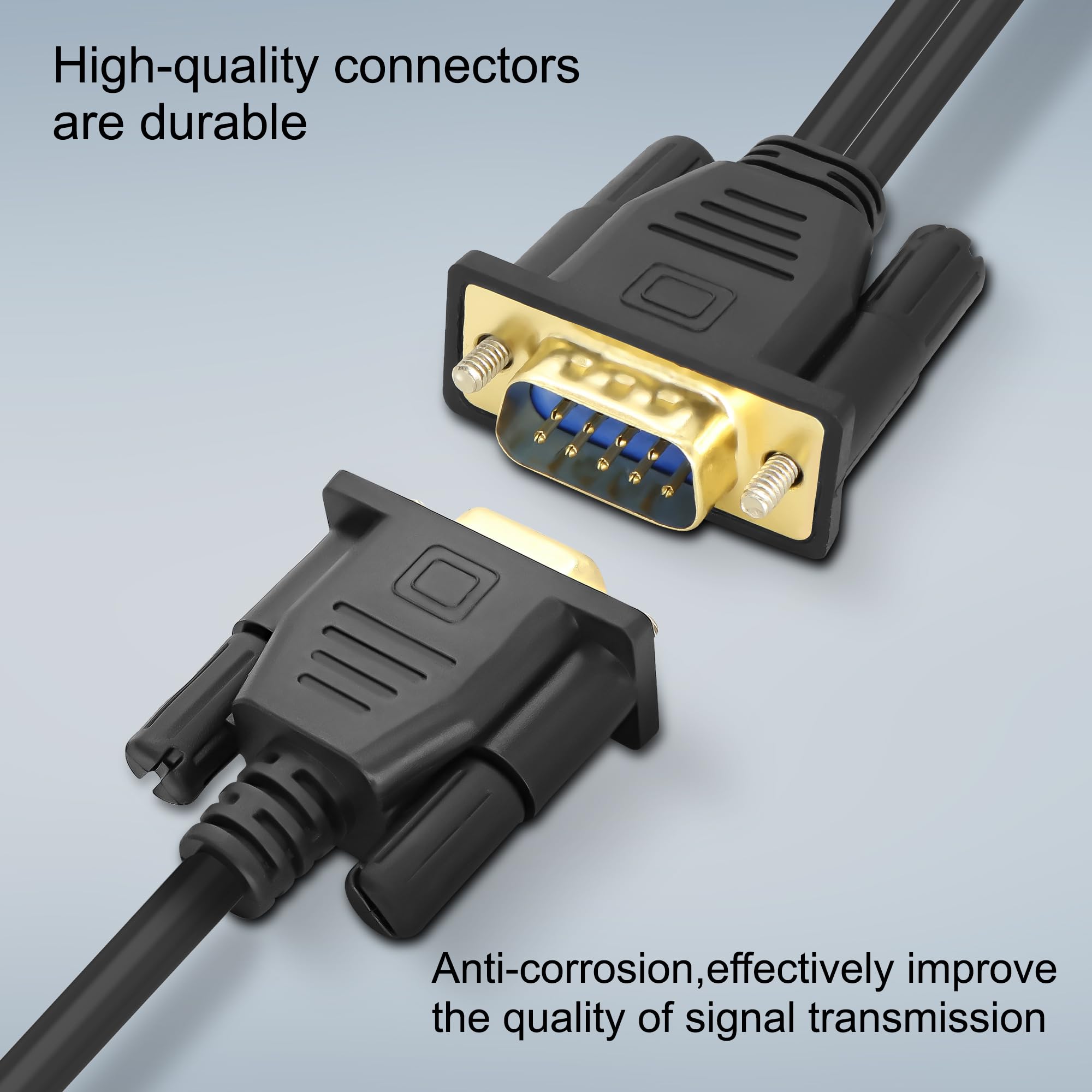 MEIRIYFA DB9 Y Splitter Adapter Cable DB 9Pin 1 Male to 2 Female RS232 Extension Cord Wire Straight Through Serial D-Sub Port for Connecting PC Digital Machine Tools-50CM (1 Male to 2 Female)
