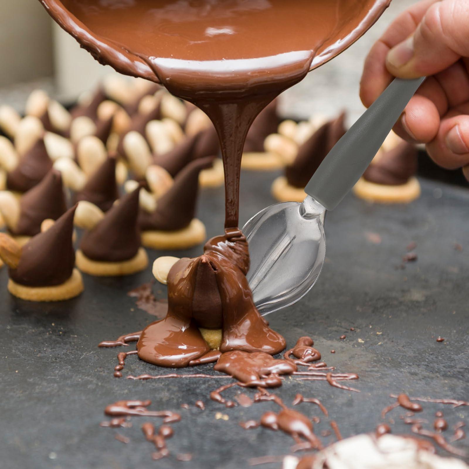 LIFKOME Edelstahl Schokoladenlöffel Set 4 Stück – Leichtes Malen Löffel Für Schokolade Schmelzen Fondue Und Gebäck Dekoration Rostfreies Küchenutensil Mit Ergonomischem Griff
