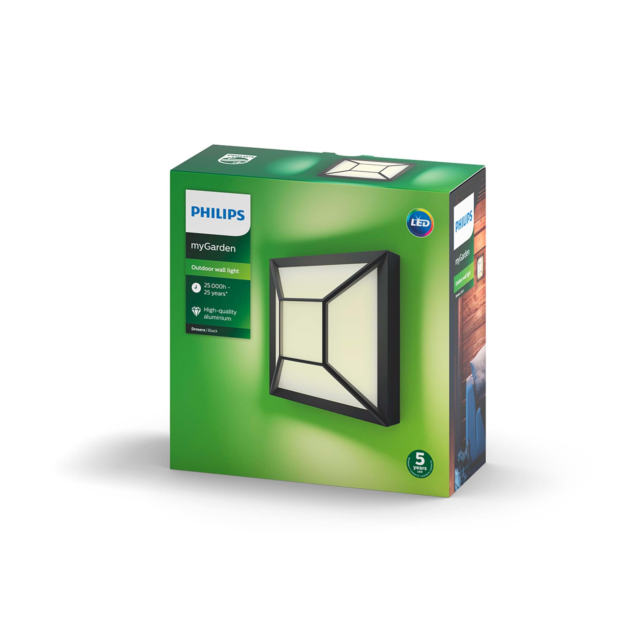 Philips Black Mygarden Led Wall Light, Replaceable Bulb, Garden Light, Aluminium Plastic, 12 W, 230 V