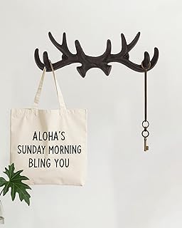 Wall Hooks for Hanging - Cast Iron Vintage Wall Decor Coat Rack - Vintage Rustic Design Hat Hooks for Kitchen, Entryway - Handmade Heavy Duty Key Hook (Dear Antlers)