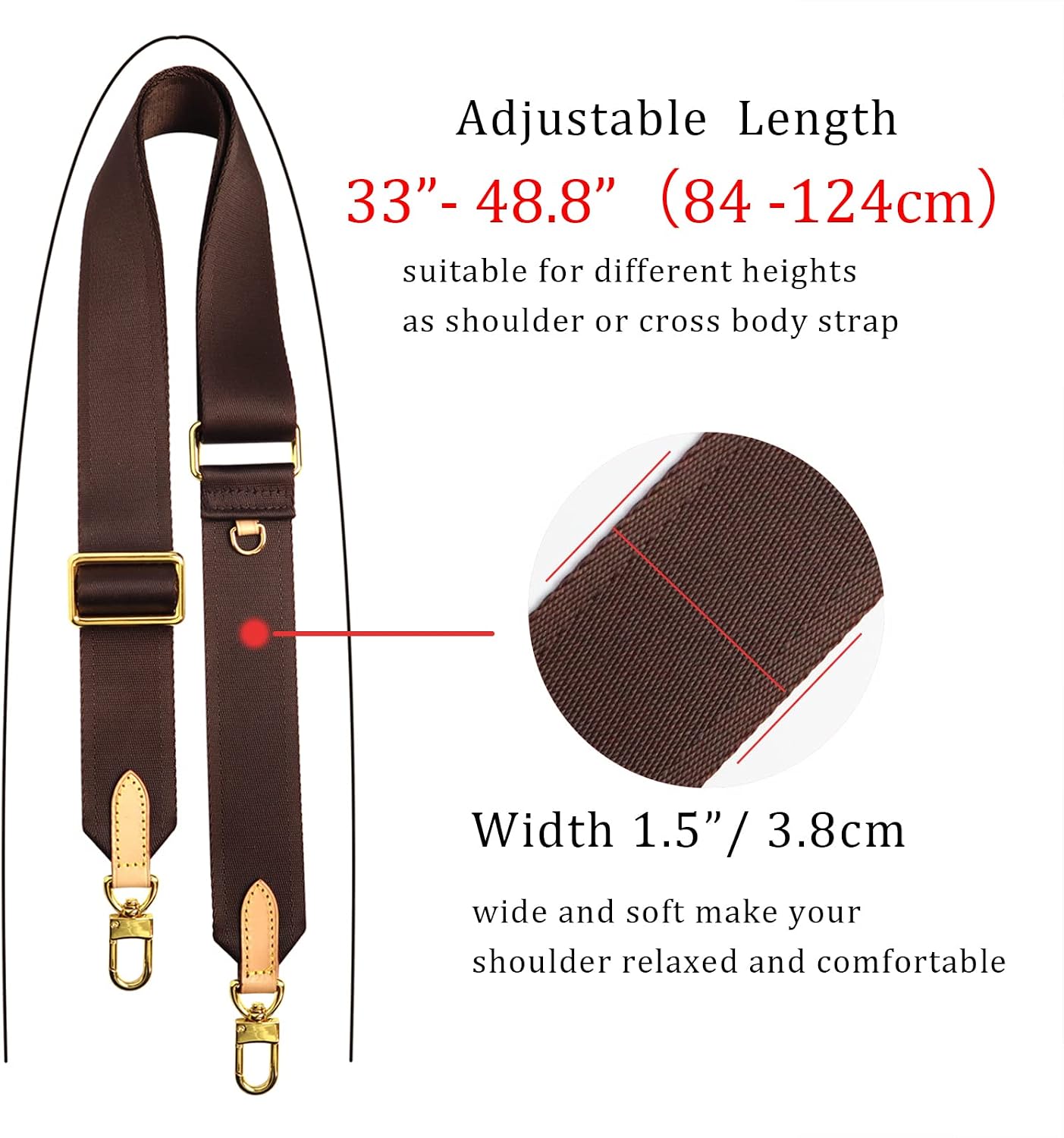 Multi Pouchette Accessories Adjustable Strap, Crossbody Shoulder Purse Strap Replacement, Wide Luxury Bag Strap image 2