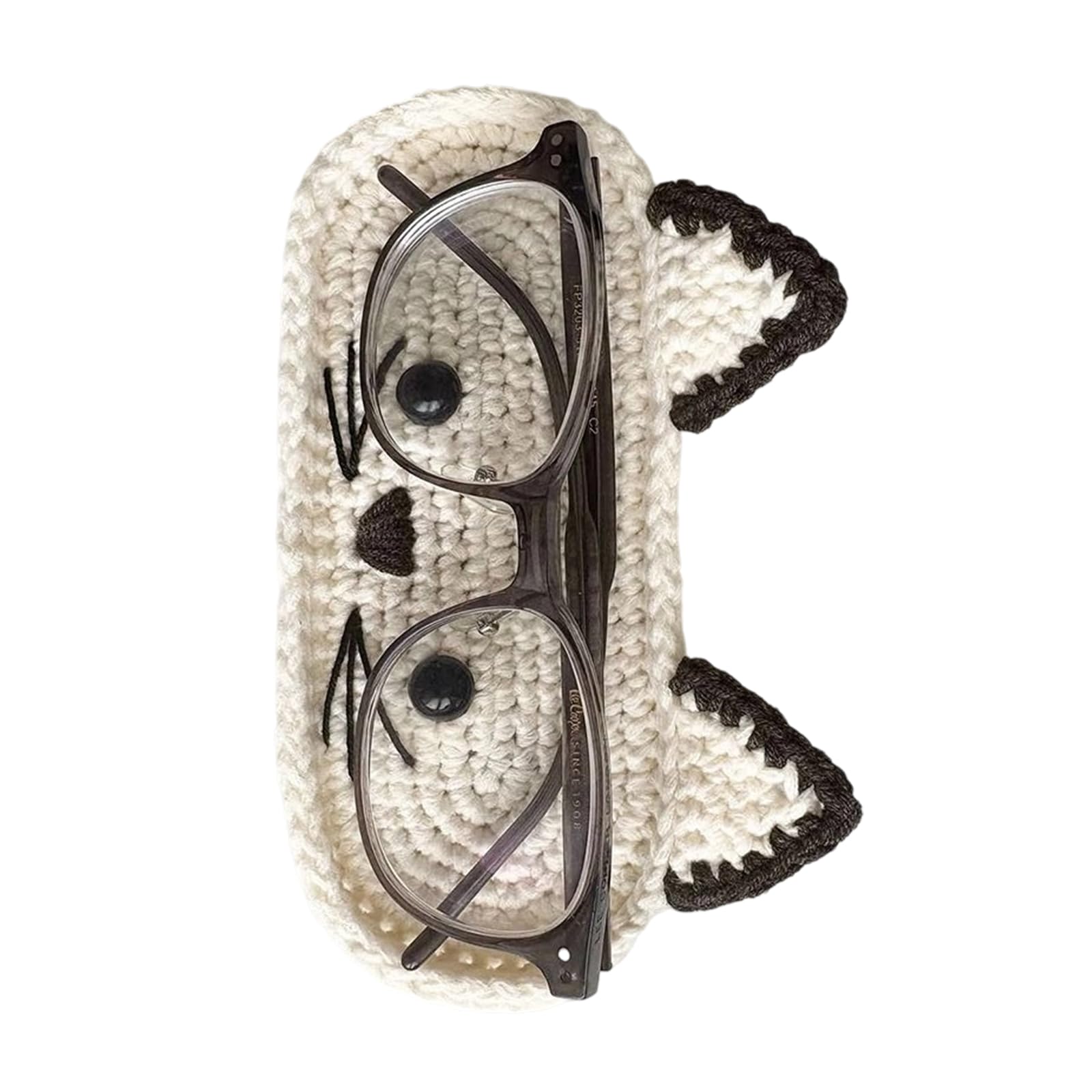 Lnijayni Bf Eyeglass Case,Glasses Holder,Sunglasses Organiser,Sunglass Organisers,Crochet Eyeglass Storage Tray,Handcrafted Knitted Animal Theme Crochet Eyeglass Holder Tray