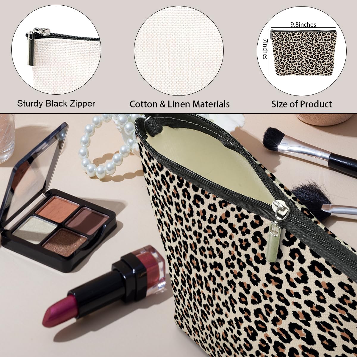 Leopard Makeup Bag Leopard Print Cheetah Print Leopard Lovers Gift Christmas Birthday Gifts for Women Jungle Animal Lovers Girl Daughter Best Friend Bestie Sister Her Cosmetic Bag Travel Toiletry Bag - Image 5