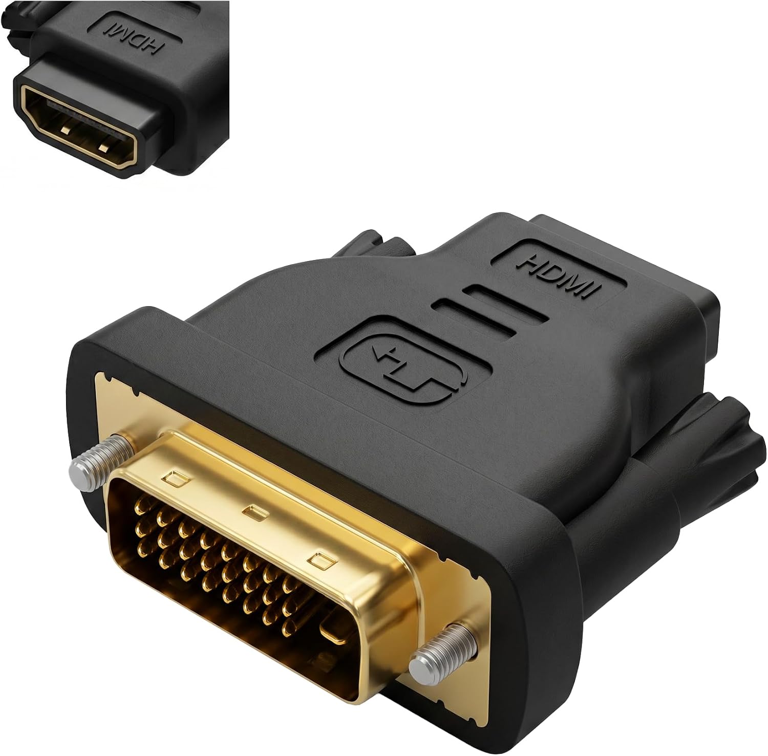 HDMI to DVI Adapter,Bi-Directional HDMI Male to DVI-I (24+5) Female Converter Connector, Support 1080P Full HD Compatible for Roku, Xbox One,PS5,PS4,Blue-ray DVD, A/V Receivers