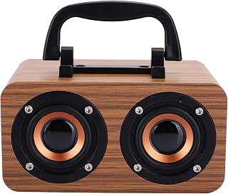 Fdit Mini Bluetooth Speaker, Retro Style Wooden Wireless Bluetooth Speaker Portable Music Player for Mobile Phone PC, DC5V/1000mA, 20HZ-18KHZ(Brown)