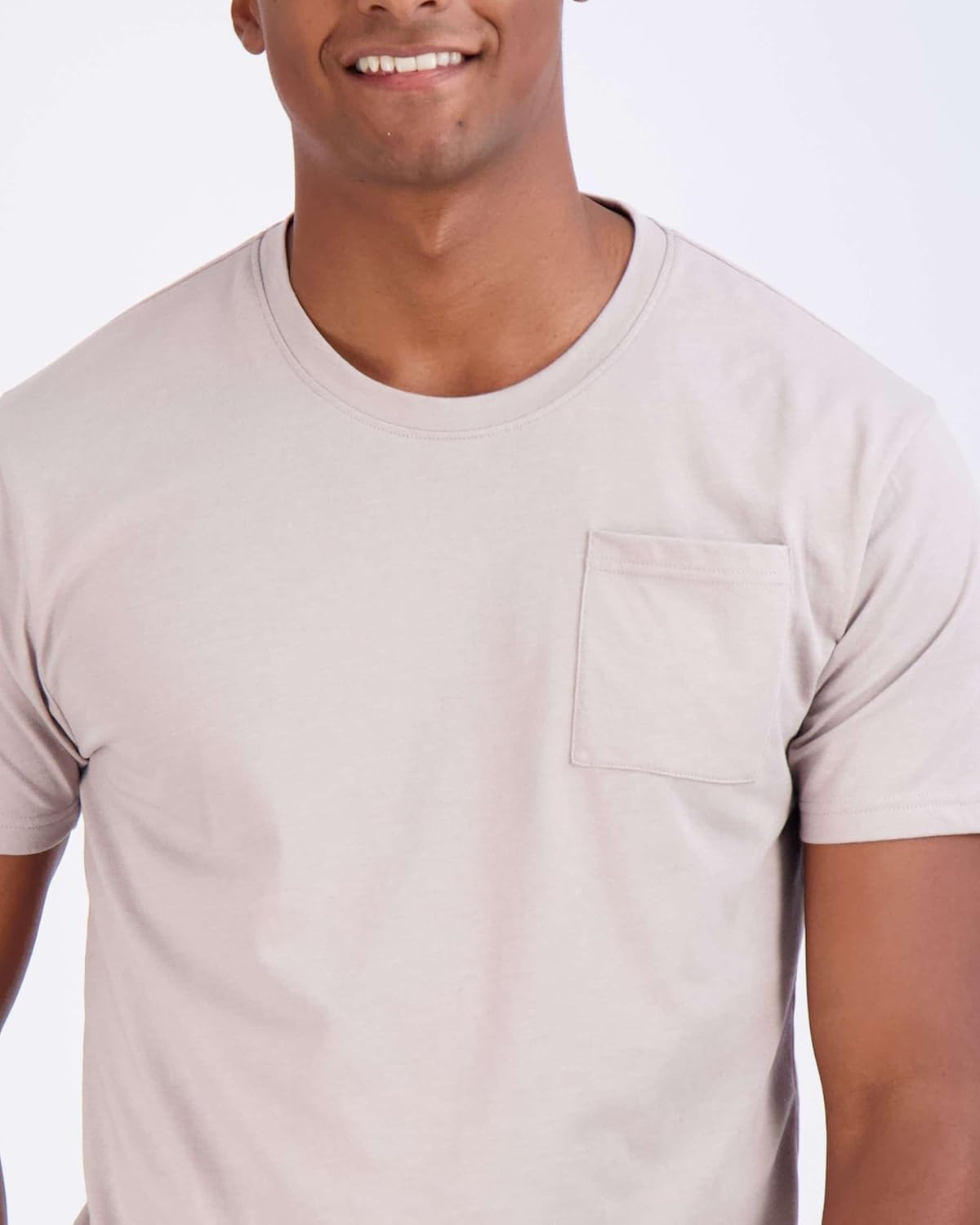 Real Essentials 4 Pack: Men's Cotton Performance Short Sleeve Crew Neck Pocket T-Shirt Athletic Top (Available in Big & Tall) - Image 3