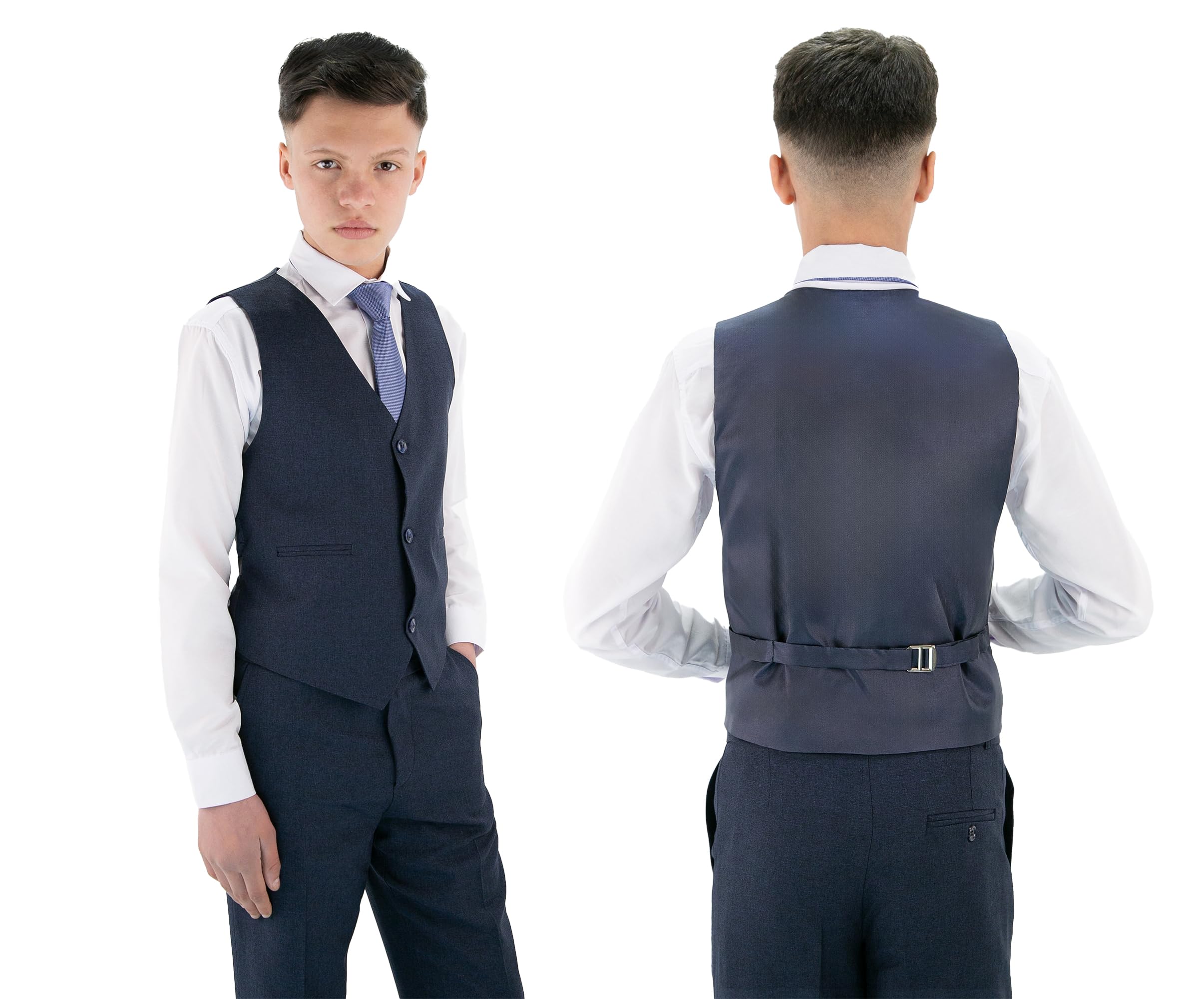 SIRRI Completo Formale da Ragazzo Testurizzato da 8 Pezzi - vestibilità Slim per Paggetto, Matrimonio, Comunione, età 1-16
