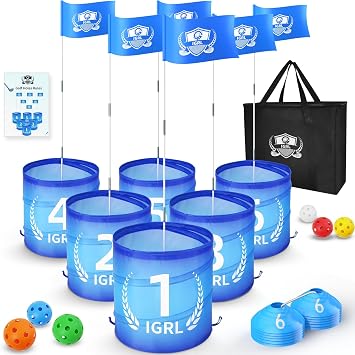 IGRL Golf Yard Game - 6 Holes Backyard Golf Games for Adults, Golf Chipping Game Set with Balls, Carry Bag, Flag & Obstacles, Outdoor Indoor Golf Gifts for Men Lawn, Beach, Camping, Park, Hotel