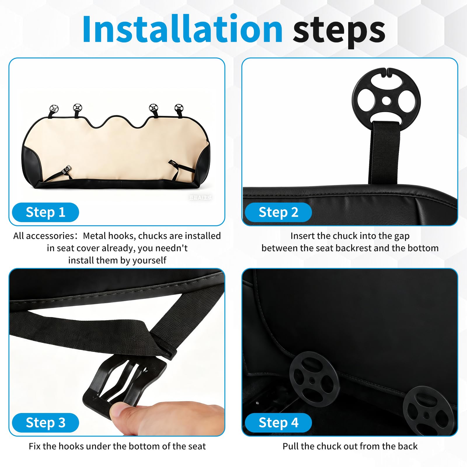 Cojines universales para Asientos de Coche, Funda Impermeable de Cuero sintético PU para el Respaldo del Asiento, Protector Transpirable para Asientos de Coche, Resistente al Desgaste