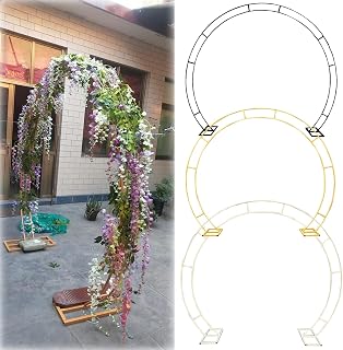 Arco de Boda de Metal 2.0x2.4m Arco de jardín Marco de Soporte de Fondo Decorativo para decoración de Fiesta de Bodas en Interiores y Exteriores Arco de Globo Redondo (Color: Blanc