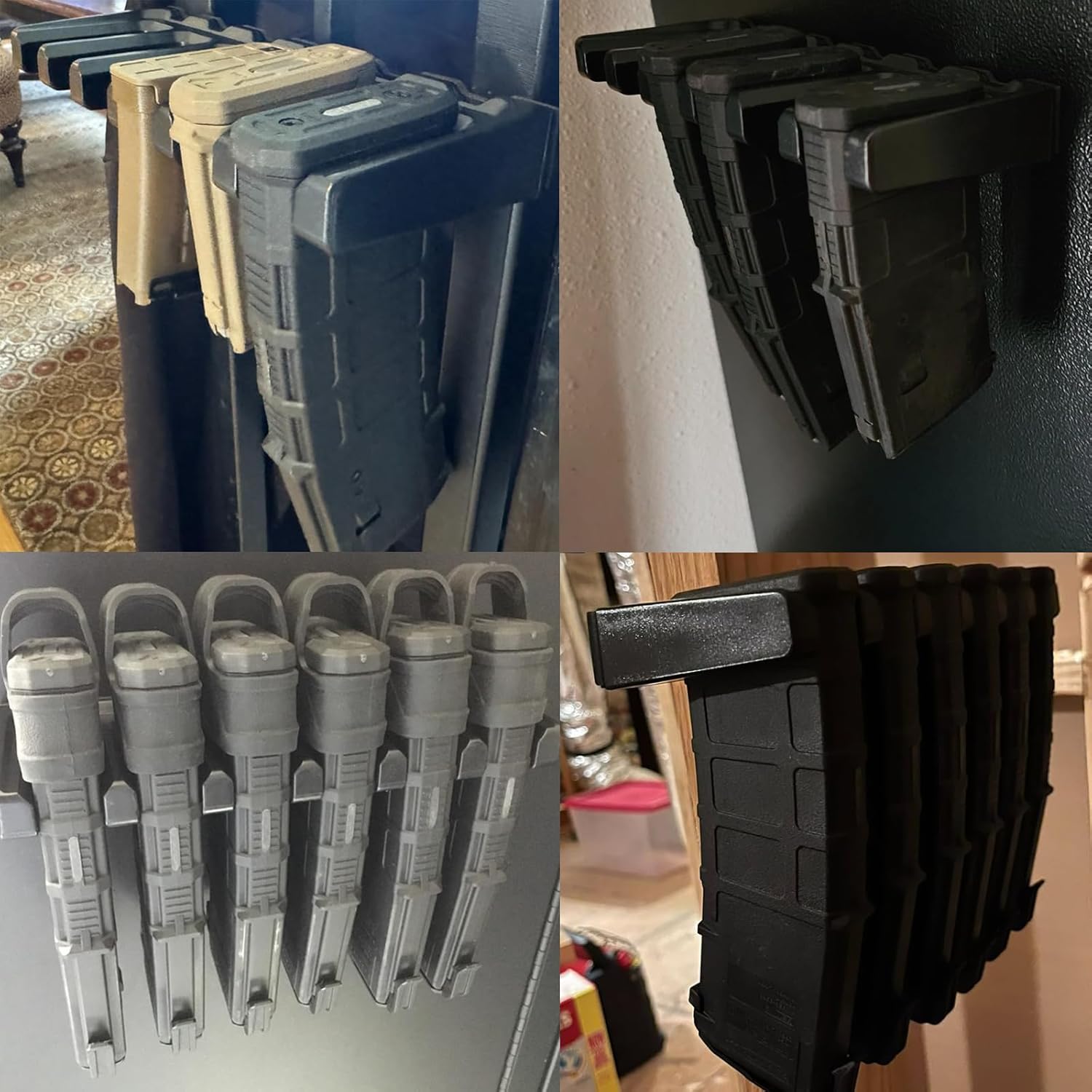 4Pack Wall Mount for Pmag, AR Mag Holder, ABS Magazine Holder, Ar Magazine Holder for Gun Safe, Storage Rack for Pmag, Glock, Amend 2, Hexmags, Mftmags, Magpulmag