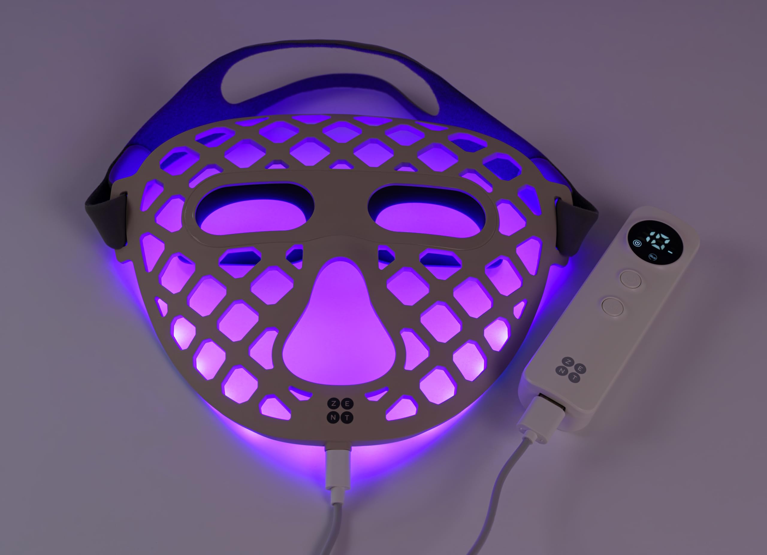 ZENT DermaLight Maska LED do Pielęgnacji twarzy 4w1, 4 Barwy światła, Oddychający silikon, USB-C, Wodoodporna