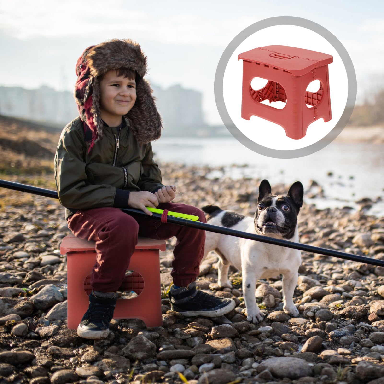 MUSISALY Plastic Stool for Home and Outdoor Use Lightweight Fishing Stool Carrying Handle Portable Camping Seat for Gardening and Travel and Easy to Clean