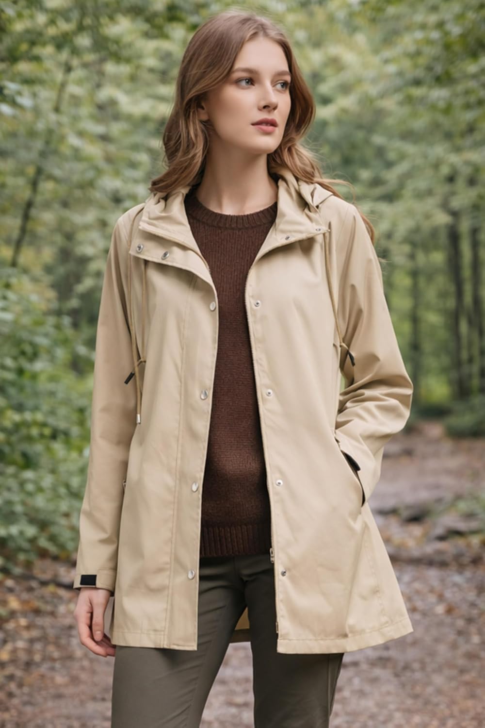Orolay CHIIONE Women Waterproof Rain Jacket Lightweight Packable Raincoat Hooded Windbreaker for Travel Hiking, Loose Fit