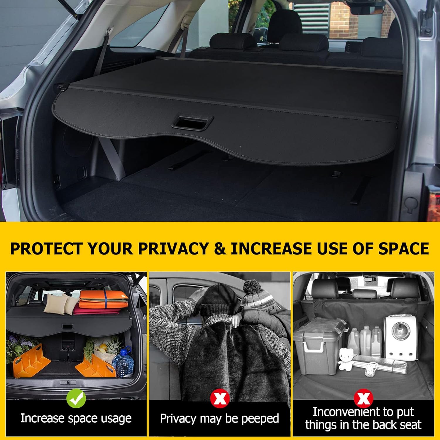 AUXMART Retractable Cargo Cover for Chevrolet Blazer 2019-2026 Cargo Rear Cover Trunk Retractable Shielding Shade for Chevrolet Blazer 2020 2021 2022 2023 2024 2025