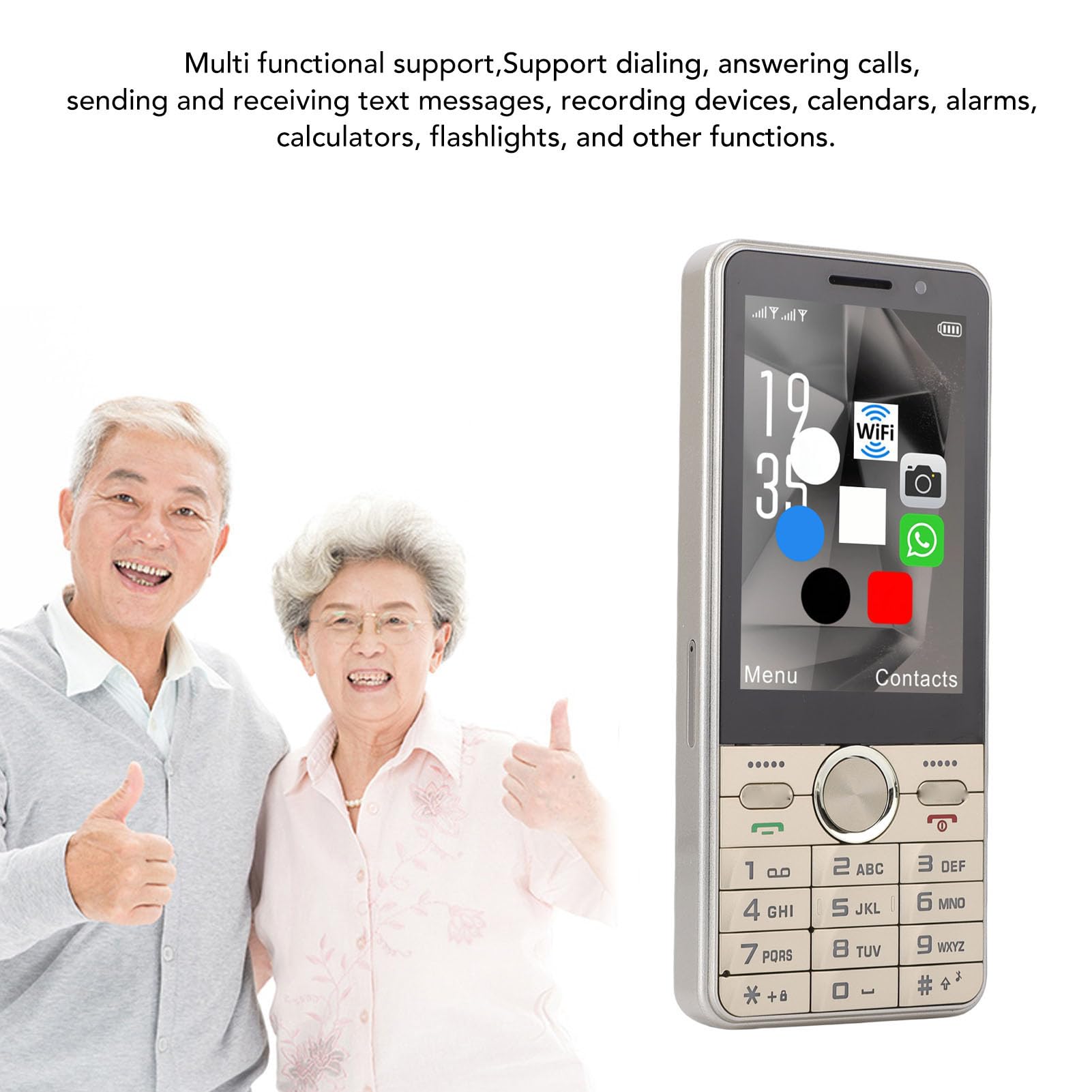 VBESTLIFE Telefono Sbloccato 4G, Telefono Cellulare Doppia SIM con WiFi Bluetooth, Touch Screen da 3,5 Pollici, Android 8.1, Suono Forte, Tasti Grandi, per Studenti Anziani (GOLD)