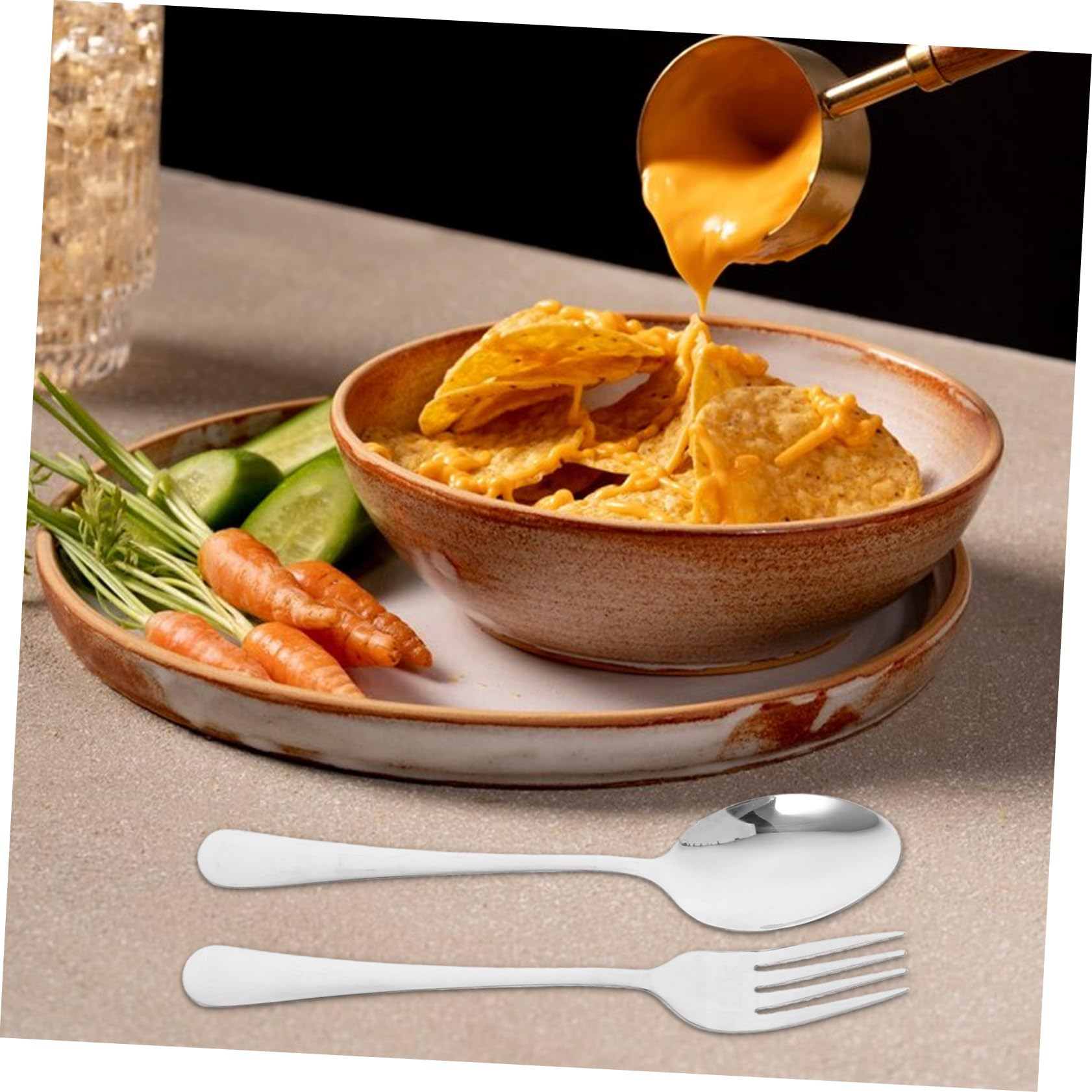 Juego de Cubiertos de Fiesta 20 Piezas de Acero Inoxidable Plata | Uso Versátil Diseño Creativo y Elegante , Agarre Cómodo en Reuniones Familiares y Restaurantes de Hotel