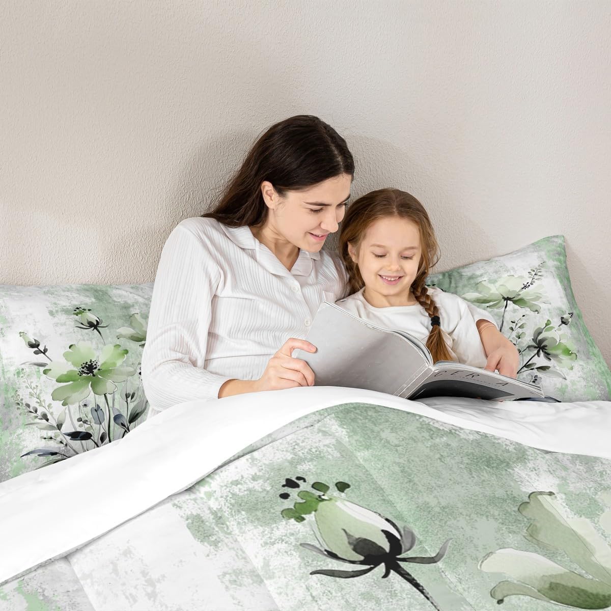 Ombre Turquoise Teal Grey White King Size Comforter Set Soft Abstract Oil Painting Bedding - Rustic Farmhouse Comforter For Girls Adult Watercolor Floral Quilt Duvet Country Wooden Theme Room Decor