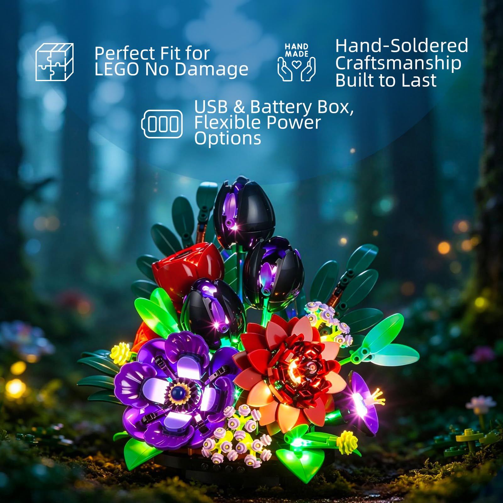 YEABRICKS Luce LED per Lego-11513 Botanicals Composizione Floreale Scuro Modello Blocchi di Costruzione (Set Lego Non Incluso)