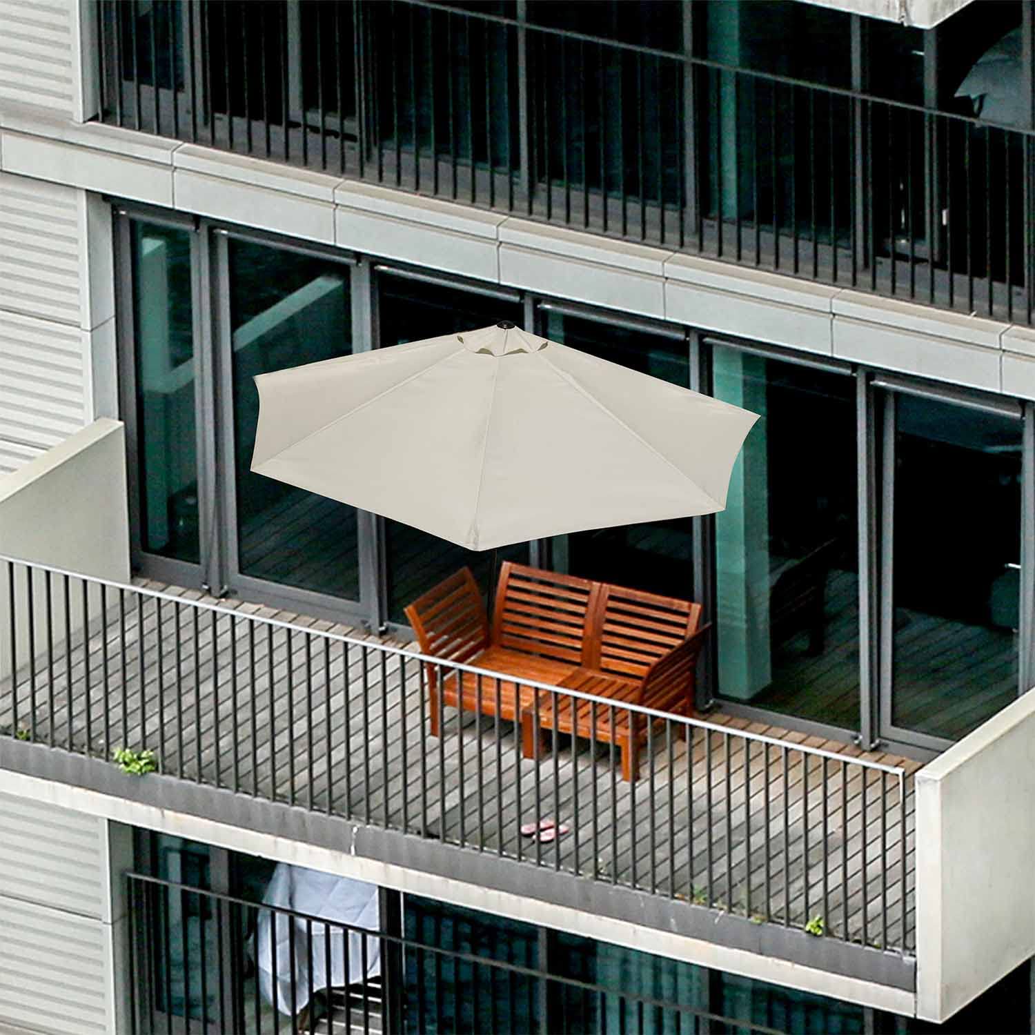 Mezza Luna - Ombrellone a mezza luna con palo centrale da Ø38 mm e telo in poliestere da 180gr/mq con airvent. Ombrellone da balcone o terrazzo in giallo, grigio o bordeaux. L300xP150xH250 cm
