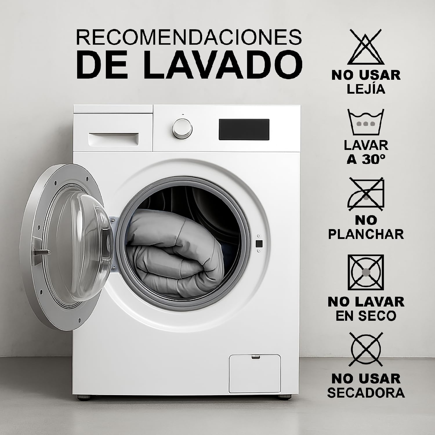 TIENDA EURASIA – Edredón | Nórdico | Reversible | Microfibra 100% Poliéster | sin Cojín | Lavable a máquina a 30°C | Tacto Suave | Hipoalergénico (Gris Claro, Cama 135/150 230x260 cm)