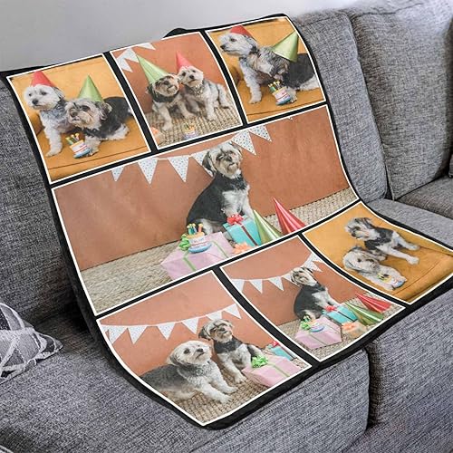 Miniatura 2 de Manta personalizada con fotos, manta personalizada de collage de fotos de perro, suave, con fotos de tu mascota, regalos personalizados para amantes