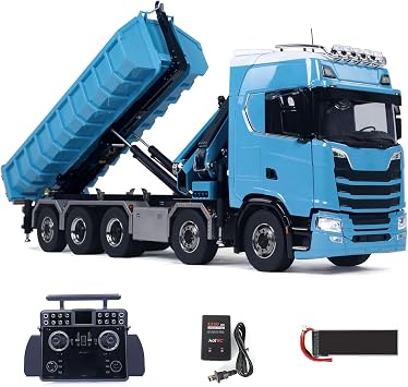 TOUCAN RC HOBBY 1/14 RC Hydraulic Dumper 770S 10x10 3-Speed RTR Full Dump Trucks Crane Battery for Ages 14+