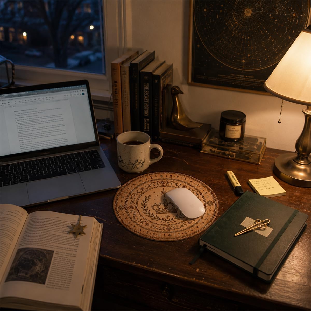 Vintage Dark Academia Mouse Pad, Crown Desk Decor image 2