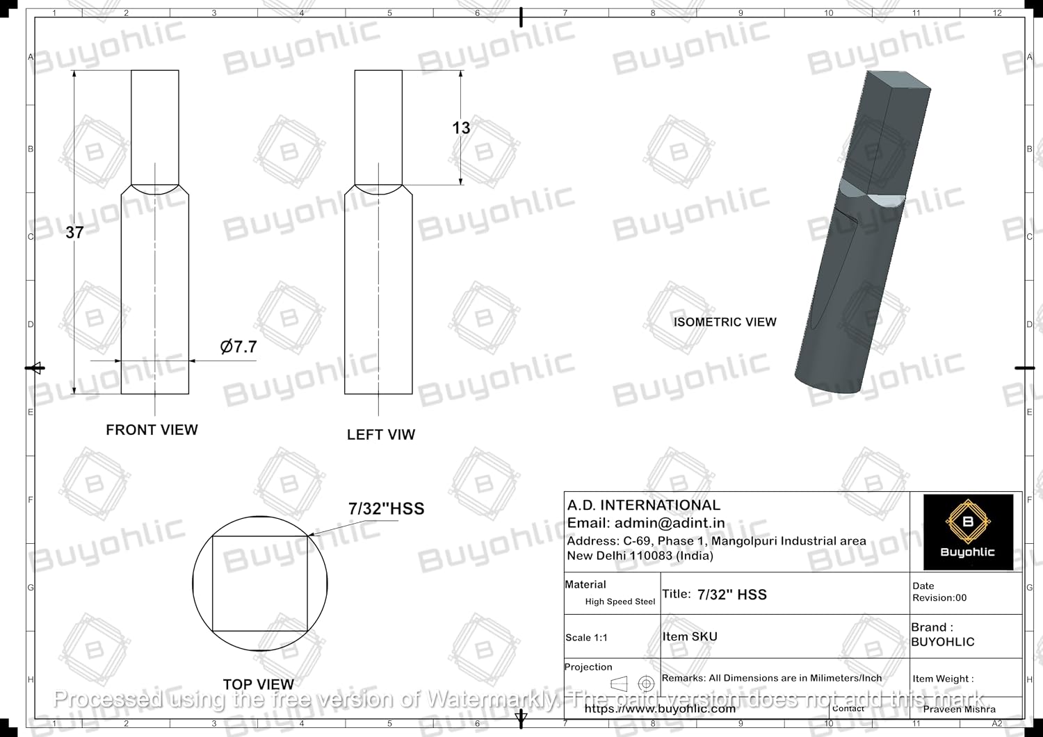 Buyohlic Lathe's Live Revolving Center-Centre with HSS Hardened Broaches (Only Square Broach)
