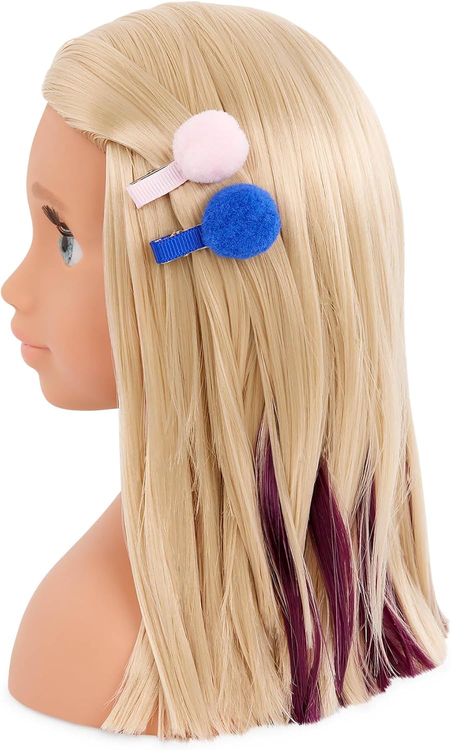 Our Generation Sparkles of Fun Styling Head Deanna - Long, Thick Blonde Hair, Peekaboo Highlights, Pom Pom Hair Clips, Glitter for Face and Hair, Movable Head, Soft Eyelashes - Hairdressing Set
