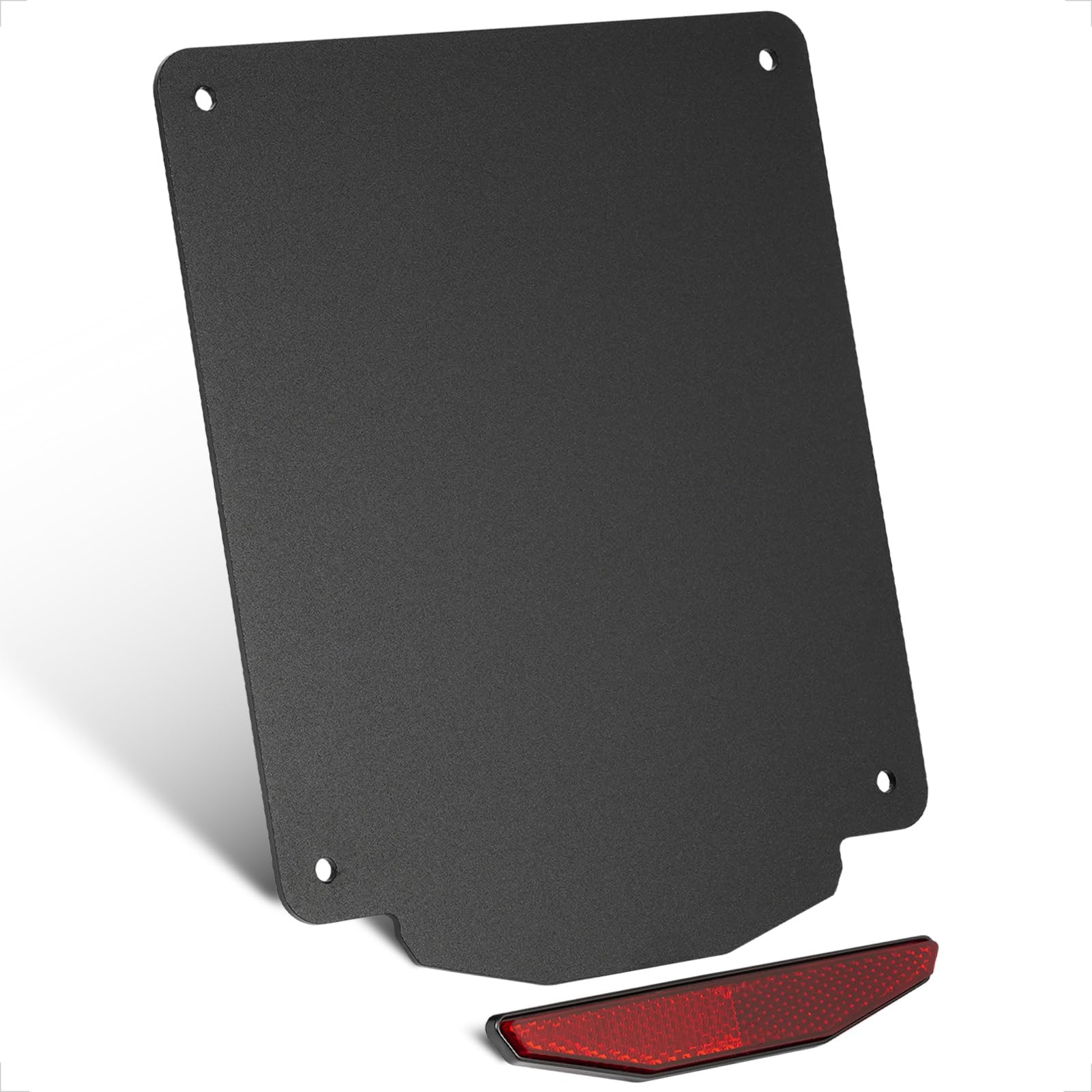 evermotor Porta targhe Moto 200x180mm, Supporto targa in alluminio per portatarga di Motocicletta, con catadiottro Moto omologato Occhi di Gatto posteriori da 125 mm