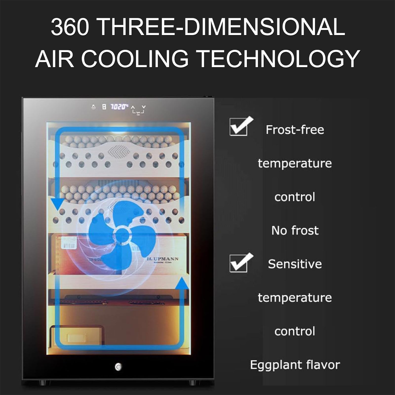 Elektrischer Zigarren- und Weinhumidor mit intelligenter Klimasteuerung, Schublade aus spanischer Zeder, LED-Display und Beleuchtung