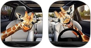 Renewold Funny Giraffe Animal Driving, Auto Front Windshield Sun Shade, Car Window Foldable Sunshade Cover, Sun Visor Protector and Keeps Your Vehicle Cool, Supplies Outdoor Summer Car Accessories