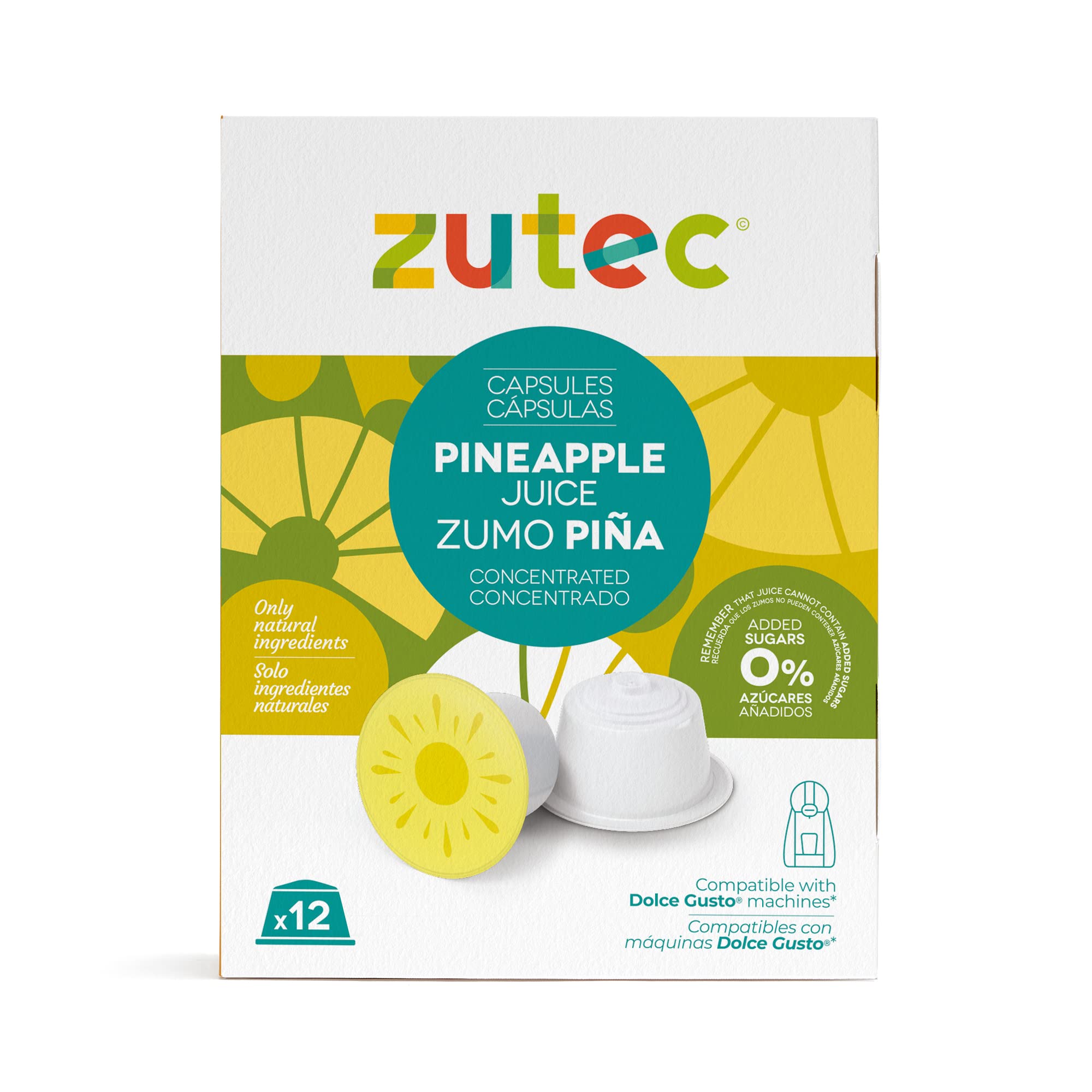 Zutec - Capsules de jus - Compatible avec la cafetière Dolce Gusto®* - Saveurs assorties - Orange, ananas et pomme - 3 paquets de 12 capsules - 36 capsules - Végétalien