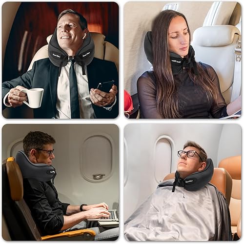Miniatura 7 de Ustenroya Almohada de viaje Nick de 100% espuma viscoelástica para viajes, cómoda y transpirable, kit de viaje en avión con máscara para dormir,