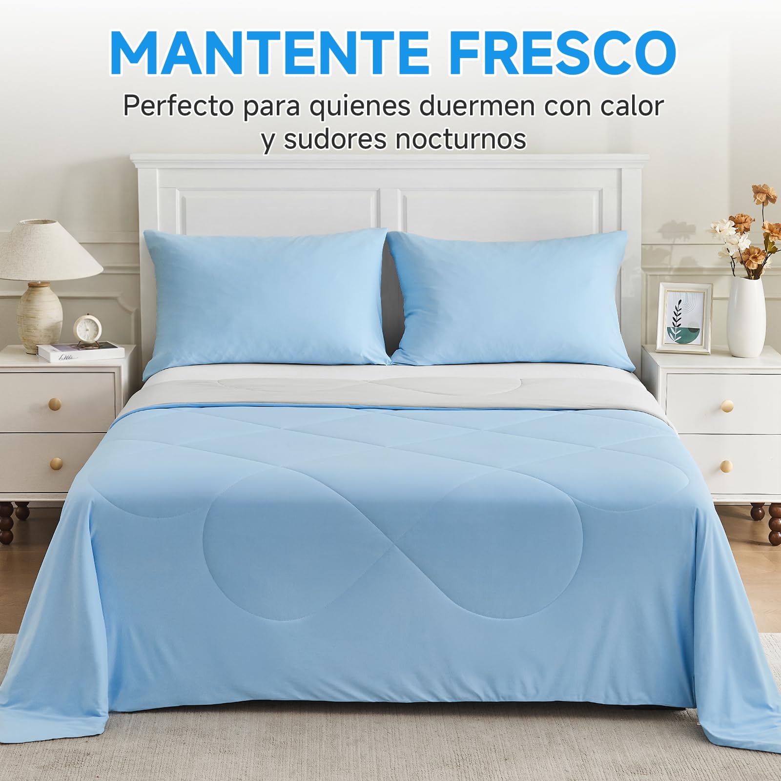HOMFINE Manta Refrescante para Personas - Doble Cara Manta de Verano para Sofa Cama Verano Q-MAX>0.4 Suave Manta de enfriamiento, Cooling Blanket, Anti Estático, Azúl, 200 x 220 cm