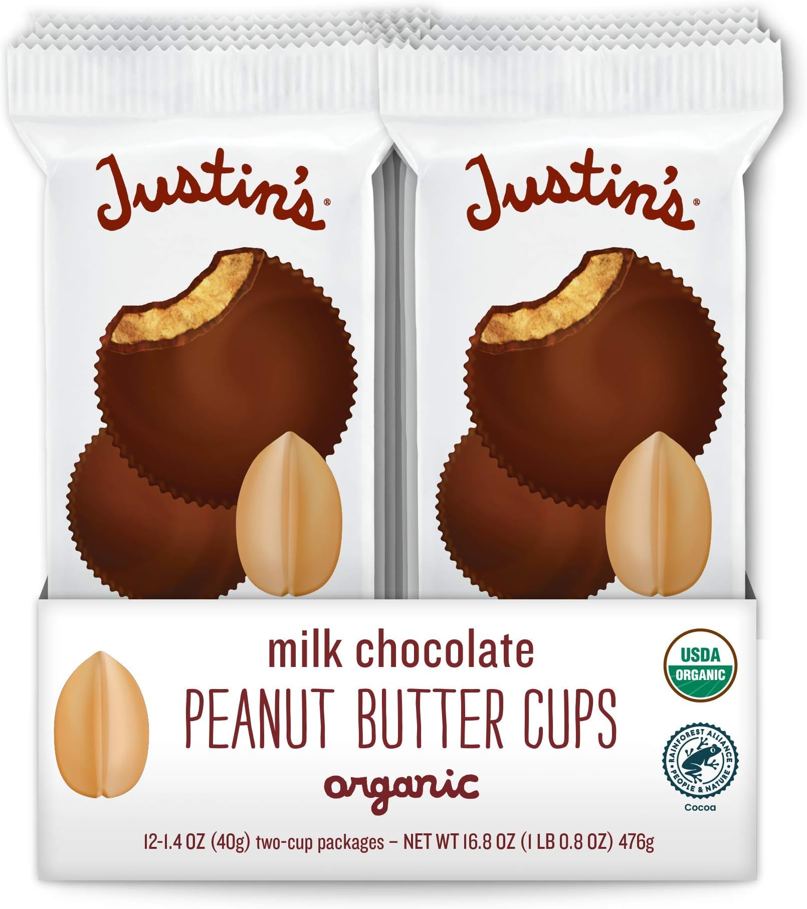 Justin's Milk Chocolate Peanut Butter Cups, 12 Pack