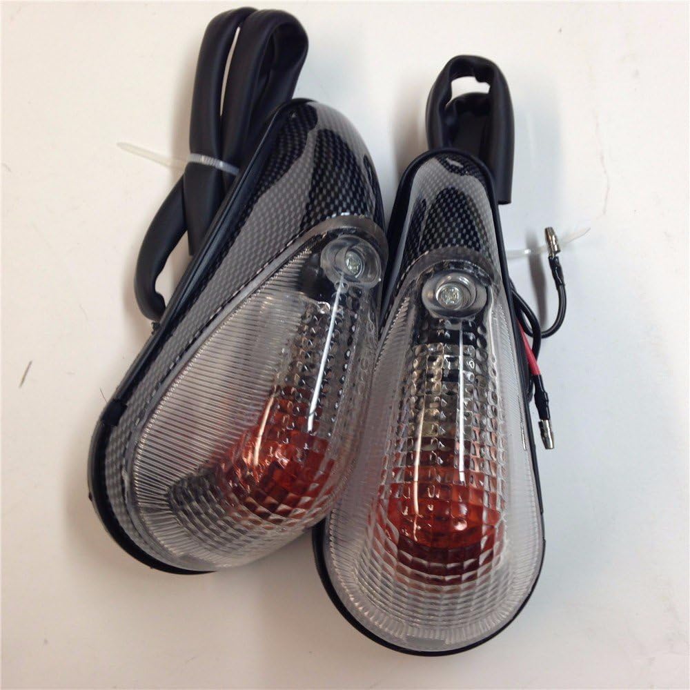 XKH- Clear Lens Euro Led Flush Mount Turn Signal Compatible with Yzf R6S Kawasaki Ninja EX250 250R 1998 2009 (Rear Only) ZZR 600 2005 2010 Carbon look [B07NWCGWR8]