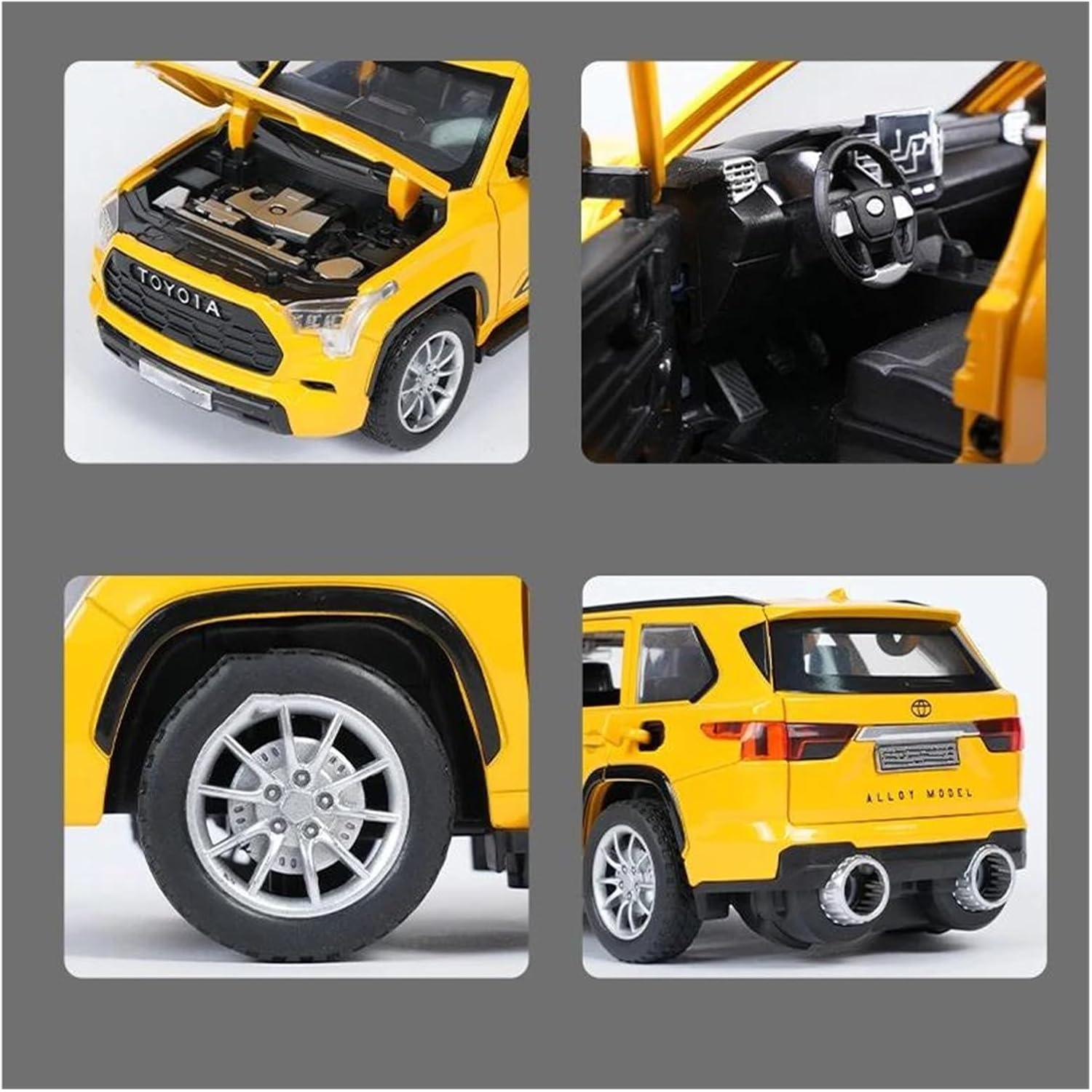 Scale Car Model 1:24 Sequoia SUV Die-cast Metal Vehicle Model Highly Restored Real Car Ornaments Suitable for Display (Gray)