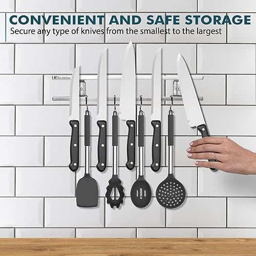Miniatura 5 de La mejor tira magnética para cuchillos con ganchos en caja de regalo. 5 años de garantía.