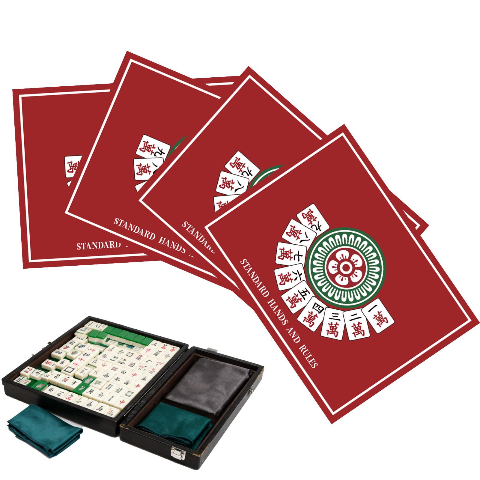 Mahjong Spielanleitung für Anfänger | 4-Teilige Anleitung Für Amerikanisches Tischspiel,wasserdichte Papier Mahjong Spielkarten,für Frauen Großeltern Freunde Party Urlaub Innenbereich