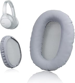 Krone Kalpasmos Replacement Earpads Compatible with Sony WH-CH700N, WH-CH710N, Protein Leather Memory Foam Replacement Ear Cushion, White