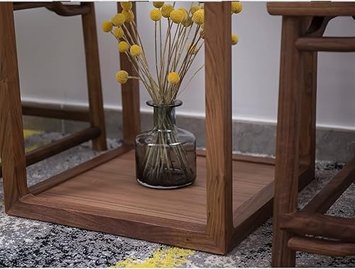 Miniatura 4 de ARZARF Mesa auxiliar cuadrada para decoración del hogar mesa de esquina de madera sala de estar sofá de doble capa pequeña mesa de centro para